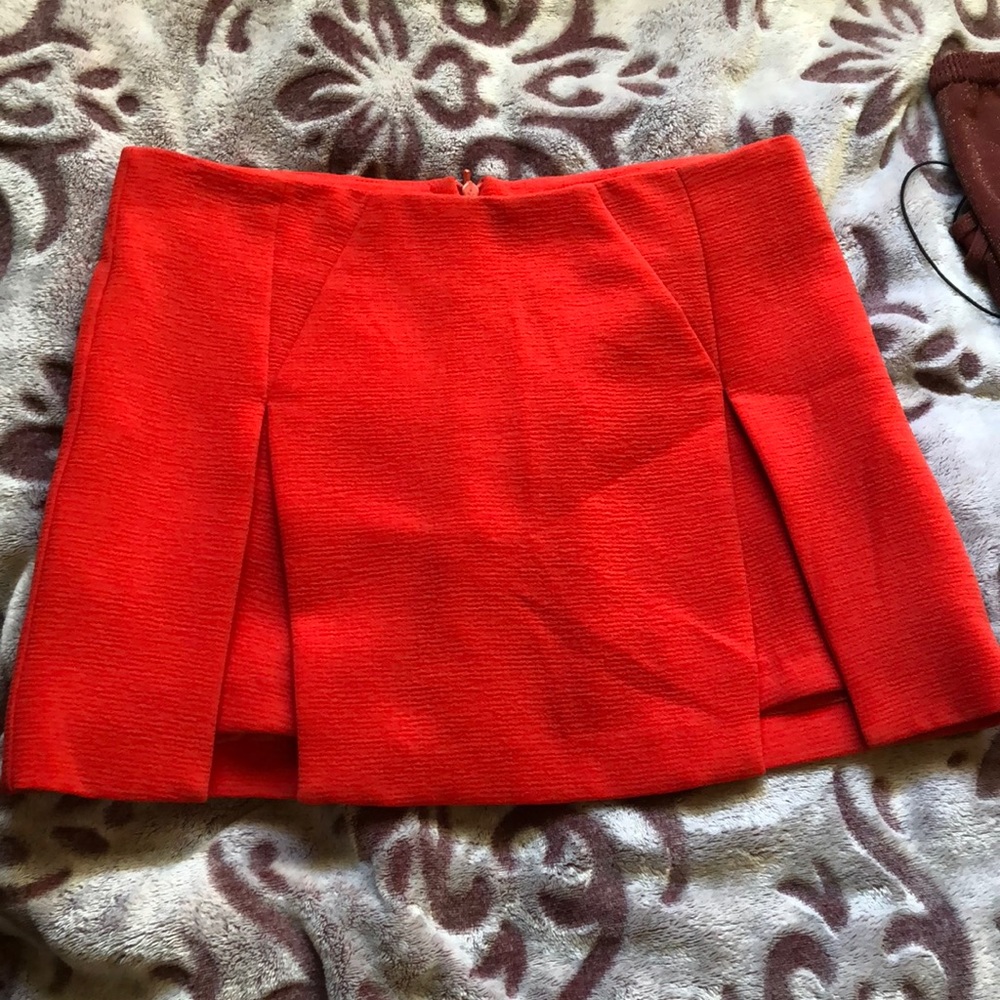 TOPSHOP Orange pleated mini skirt